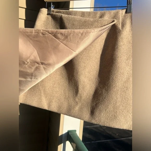 🆕 French Connection Beige Wrap Mini Skirt Asymmetrical Wool-Blend Size M (8)